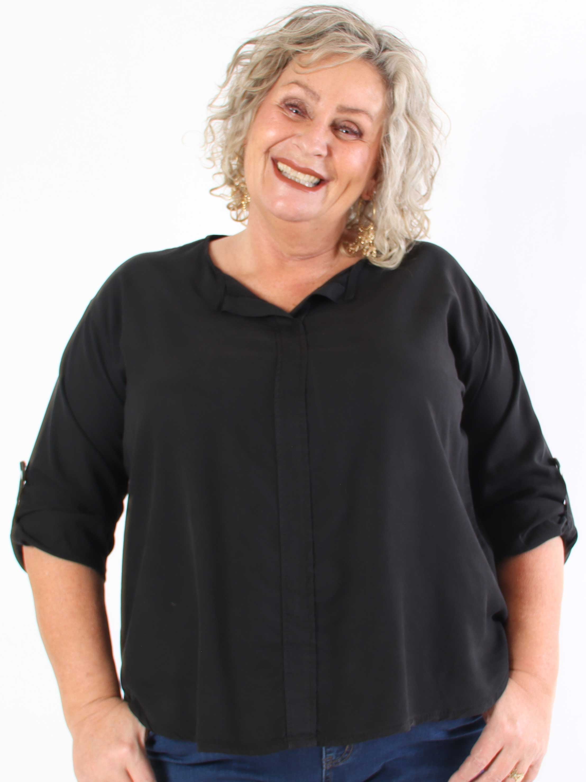 Emelda - Lätt enfärgad plus size skjorta i lyocell